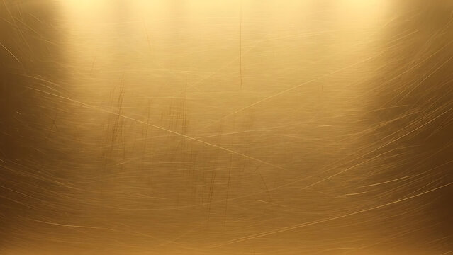 Elegant shiny brushed golden metallic sheet surface featuring vintage scratched metal texture with distressed antique bronze finish background for luxury industrial design concepts.