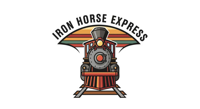 Vintage locomotive train logo design.