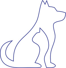 Obraz premium Creative cat and dog care vector illustration in outline style. Perfect for pet grooming, animal clinics, pet insurance, and veterinary advertising.
