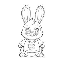 Fototapeta premium Cute bunny rabbit character outline for children coloring book