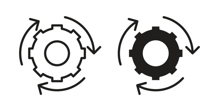 Implementation icon line style collection. Simple black solid icons