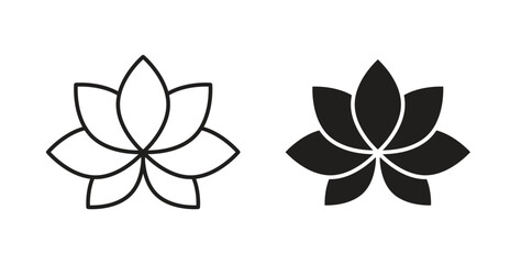 Fototapeta premium Lotus icon line style collection. Simple black solid icons