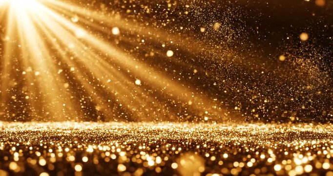 Golden rays of light illuminate a shimmering surface, creating a magical atmosphere
