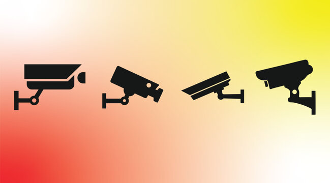 CC camera icon set vector design isolated on  background. 