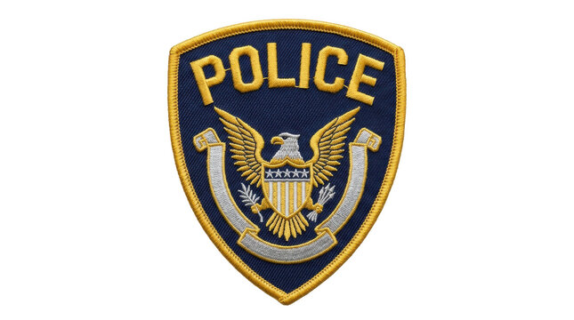 Embroidered police department patch with eagle emblem
