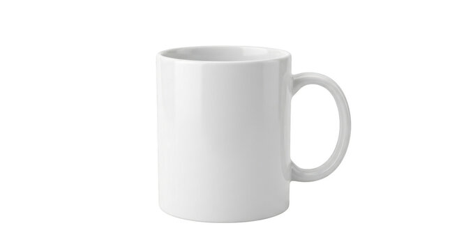 Blank white ceramic coffee mug with handle