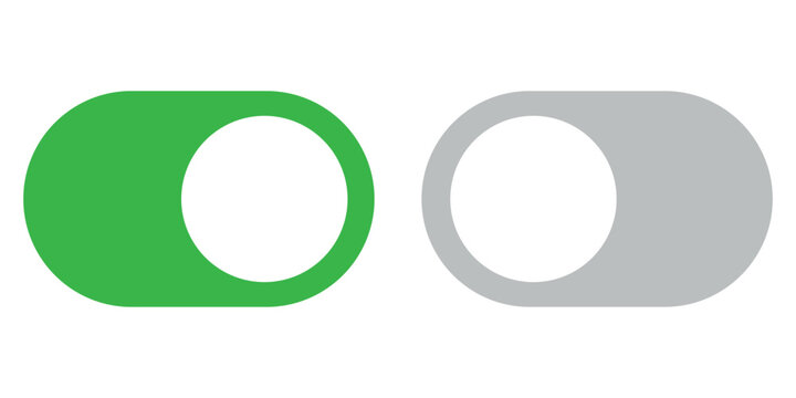 Green active and Gray inactive digital toggle switch icons for modern user interface design elements