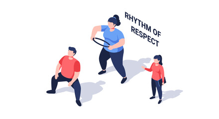 Fototapeta premium Isometric illustration of people interacting with a rhythm of respect concept.