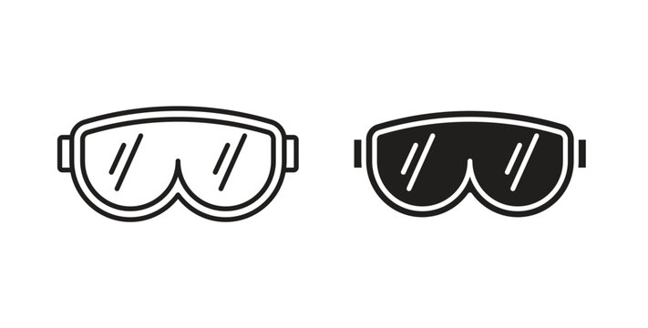 Ski goggles icon design line and solid vector pack on white background