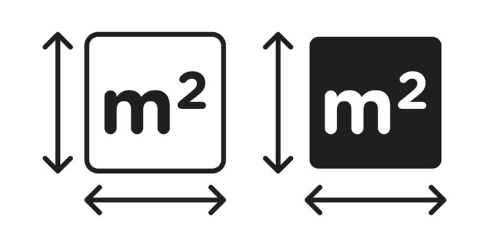 Square Meter icon design line and solid vector pack on white background