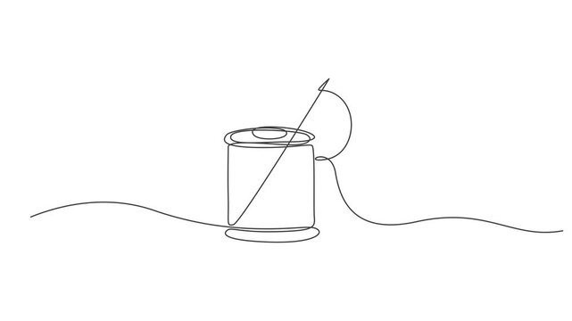 needle and thread,Animation Continuous one Line art Drawing Needle and strings