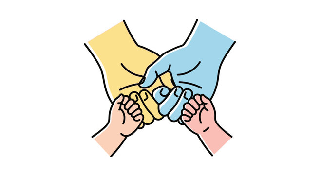 A heartwarming illustration of a loving family's hands symbolizing unity and care across generations