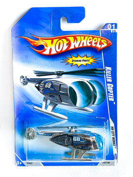 Bangkok Thailand - 25 March 2023: Pack of Hot Wheels die-cast car model for Hot Wheels series. Hot Wheels is a scale die-cast toy cars by American toy maker Mattel in 1968