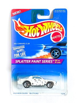 Bangkok Thailand - 25 March 2023: Pack of Hot Wheels die-cast car model for Hot Wheels series. Hot Wheels is a scale die-cast toy cars by American toy maker Mattel in 1968