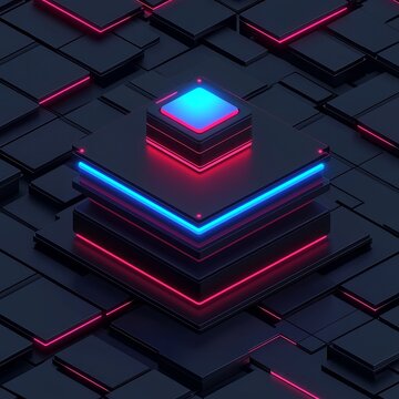Futuristic Seamless Flow with Zero Gravity in Neon Colors Over Polygonal Surface