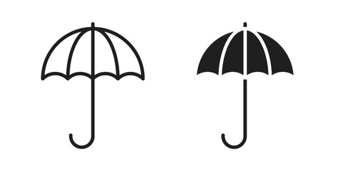 Umbrella icon design line and solid vector pack on white background © No