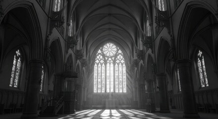 Obraz premium Gothic cathedral interior a study in light and shadow