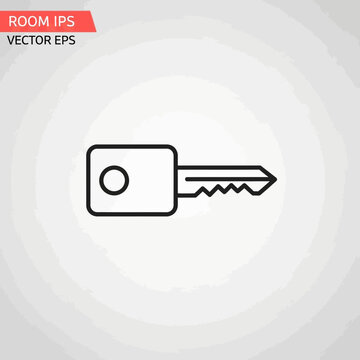 Simple black line key icon.