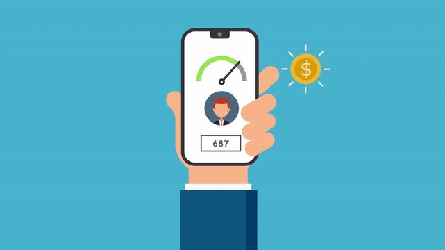 Checking credit score on a smartphone. suitable for finance blogs, credit report companies, financial apps, and banking websites.