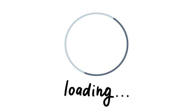 Clean animated loading circle with 'loading...' text, essential user interface element for websites, digital applications, and software, indicating active data processing