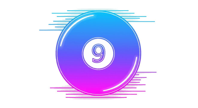 Vibrant gradient nine ball illustration with dynamic glowing lines modern sports graphic design