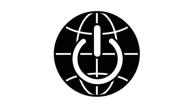 Black and white power button icon.
