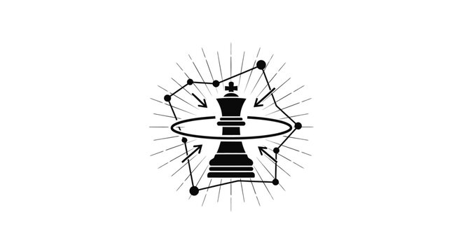 Black and white chess piece design.