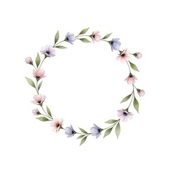 Fototapeta premium Watercolor floral wreath a delicate arrangement of blossoms and greenery for elegant designs