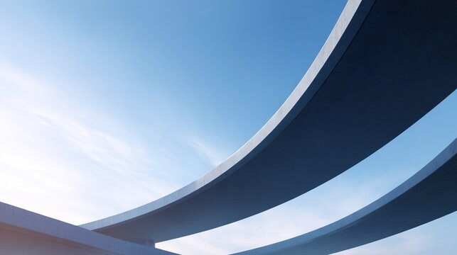 overpass. Modern highway overpass with smooth S-curve architecture and clean minimalist lines in daylight. real-estate listings.