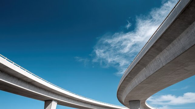 overpass. Modern highway overpass with smooth S-curve architecture and clean minimalist lines in daylight. real-estate listings.