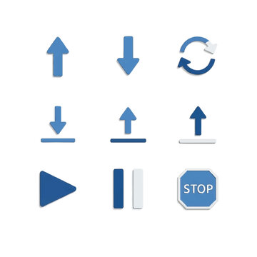 Blue Directional Arrows and Symbols.