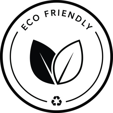 An eco-friendly logo with leaves and a recycling symbol