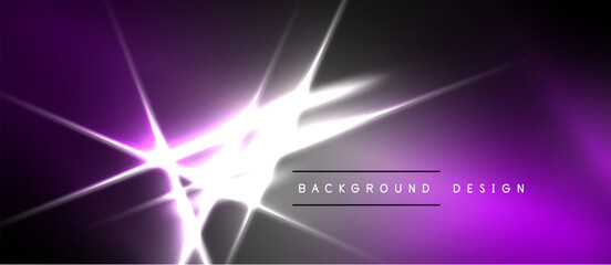 Obraz premium Purple, white light streaks radiate from center. Dark background creates dramatic effect. Text reads background design. Simple, modern aesthetic.