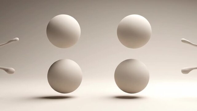 White objects floating in air motion.