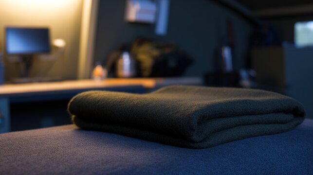 barracks. Military barracks with a single bed and a precisely folded blanket. real-estate listings, architecture portfolios, designed for architectural facade and classical detail presentations.