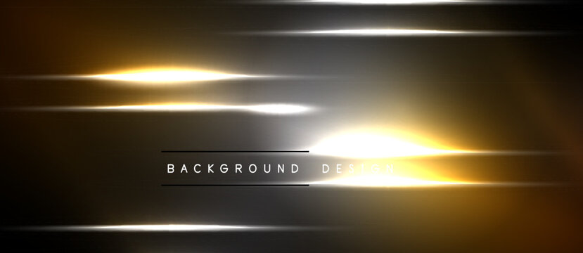 Abstract golden lines over black background. Bright gradients create dynamic visual effect. Text reads background design. Minimalist, modern style.