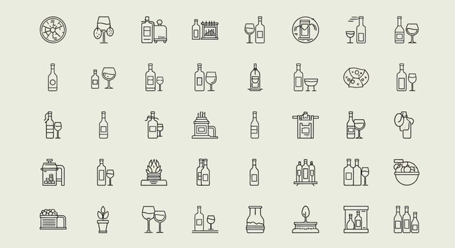 Collection of Beverage and Drink Related Icons.
