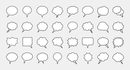 Obraz premium Collection of Diverse Speech Bubbles and Thought Clouds.