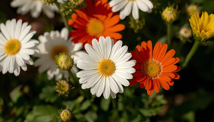 Obraz premium A vibrant bouquet of colorful flowers in full bloom outdoors