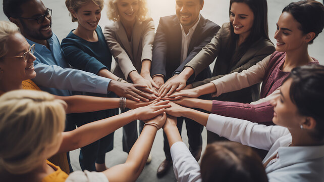 diverse people joining hands in circle emphasizing family bonds and togetherness