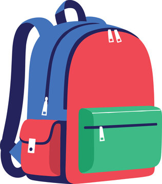 Stylish and Colorful School Backpack Vector Design with Blue, Red, and Green Elements for Kids' Education and Travel Gear