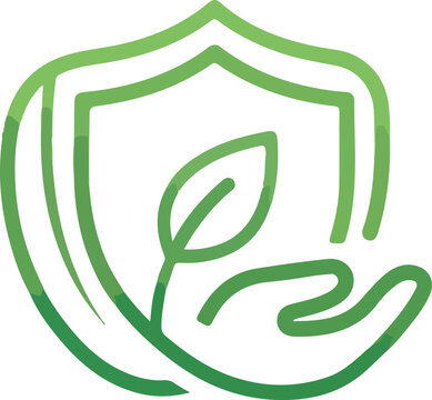 Eco Friendly Protection Icon with Leaf Negative Space Modern Design