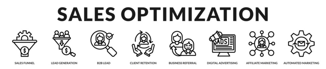 Fototapeta premium A focused banner representing sales growth, lead generation, and marketing performance optimization in Lineal Icon Style