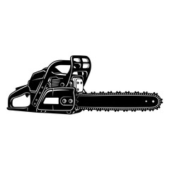Fototapeta premium Black silhouette of a modern chainsaw with a sharp chain