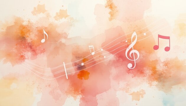Abstract musical notes on a watercolor background, perfect for event invitations, artistic presentations, and creative projects