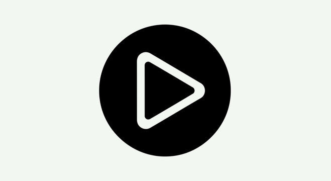 A simple black and white play button icon in a circular shape