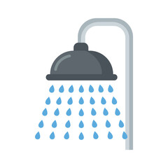 Shower's Refreshing Flow: A simple illustration of a showerhead releasing a cascade of water droplets, conveying freshness, cleanliness, and the everyday ritual of personal care. © Rahed Ul Islam
