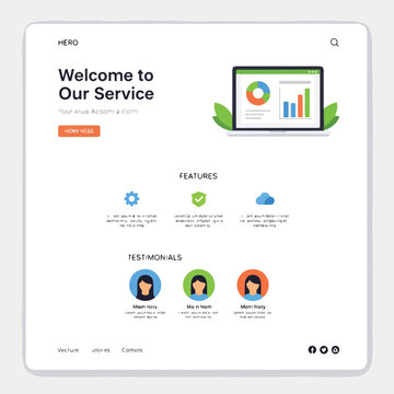 A service webpage with a hero section and testimonials