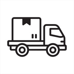 Fototapeta premium Delivery Truck and Shipping Package Outline Icon 