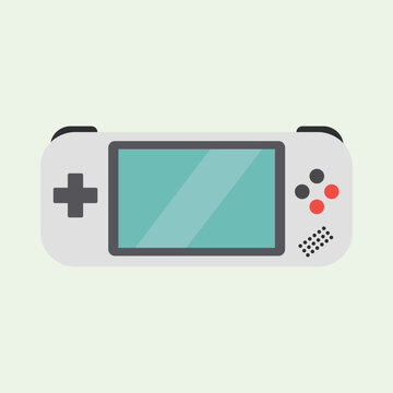 Handheld Gaming Device: A modern handheld gaming console sits isolated, its sleek design and minimalist interface inviting the user to delve into the world of digital entertainment.